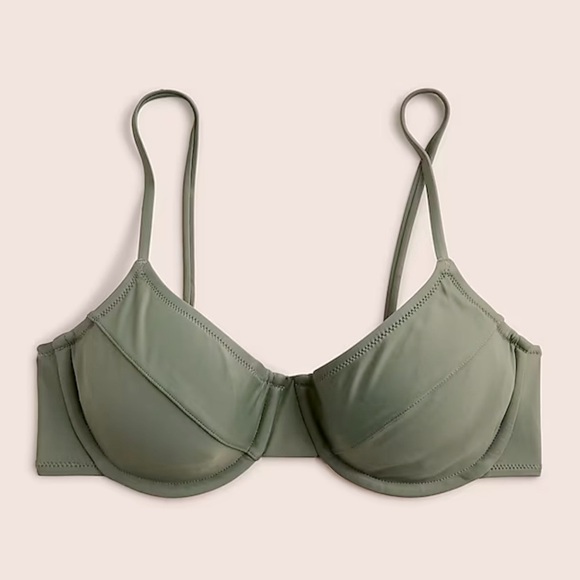 J Crew Green Underwire Swim Top with Adjustable Straps NWT 32C - Picture 4 of 5